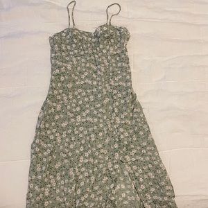Knee length summer dress, green with floral print, size 4